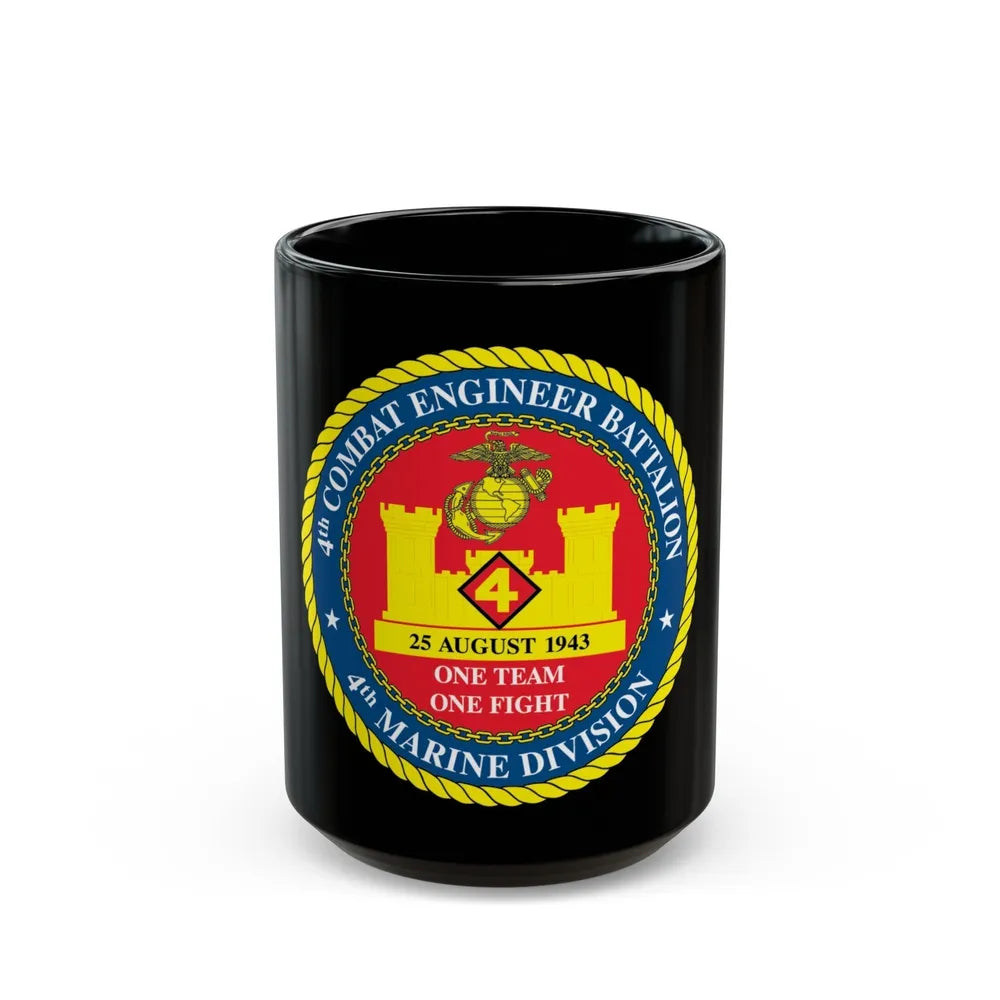 4th Cmbt Eng Bn (USMC) Black Coffee Mug-15oz-Go Mug Yourself