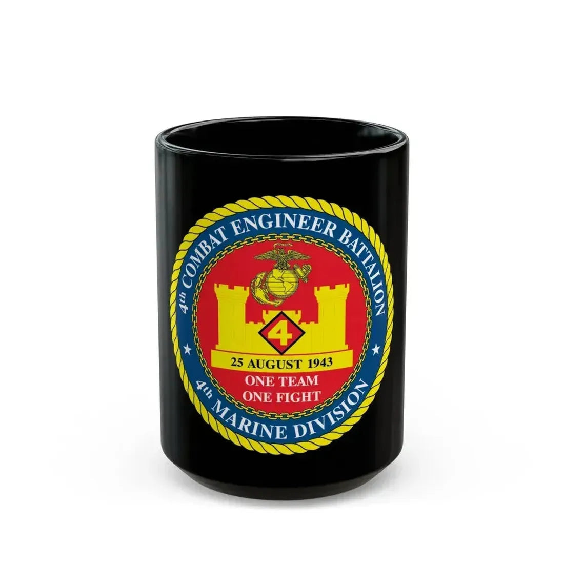 4th Cmbt Eng Bn (USMC) Black Coffee Mug 15oz - Go Mug Yourself