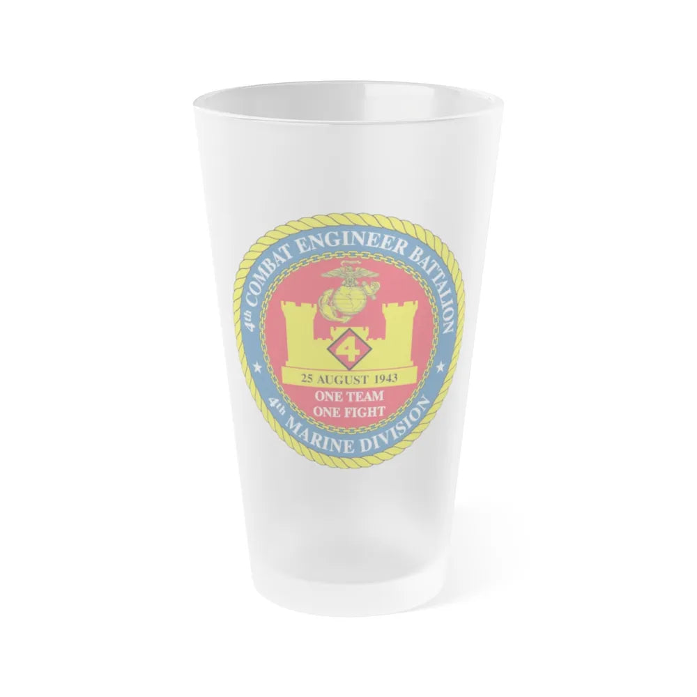 4th Cmbt Eng Bn (USMC) Frosted Pint Glass 16oz-Go Mug Yourself