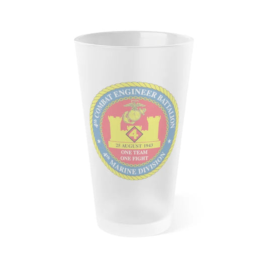 4th Cmbt Eng Bn (USMC) Frosted Pint Glass 16oz-Go Mug Yourself