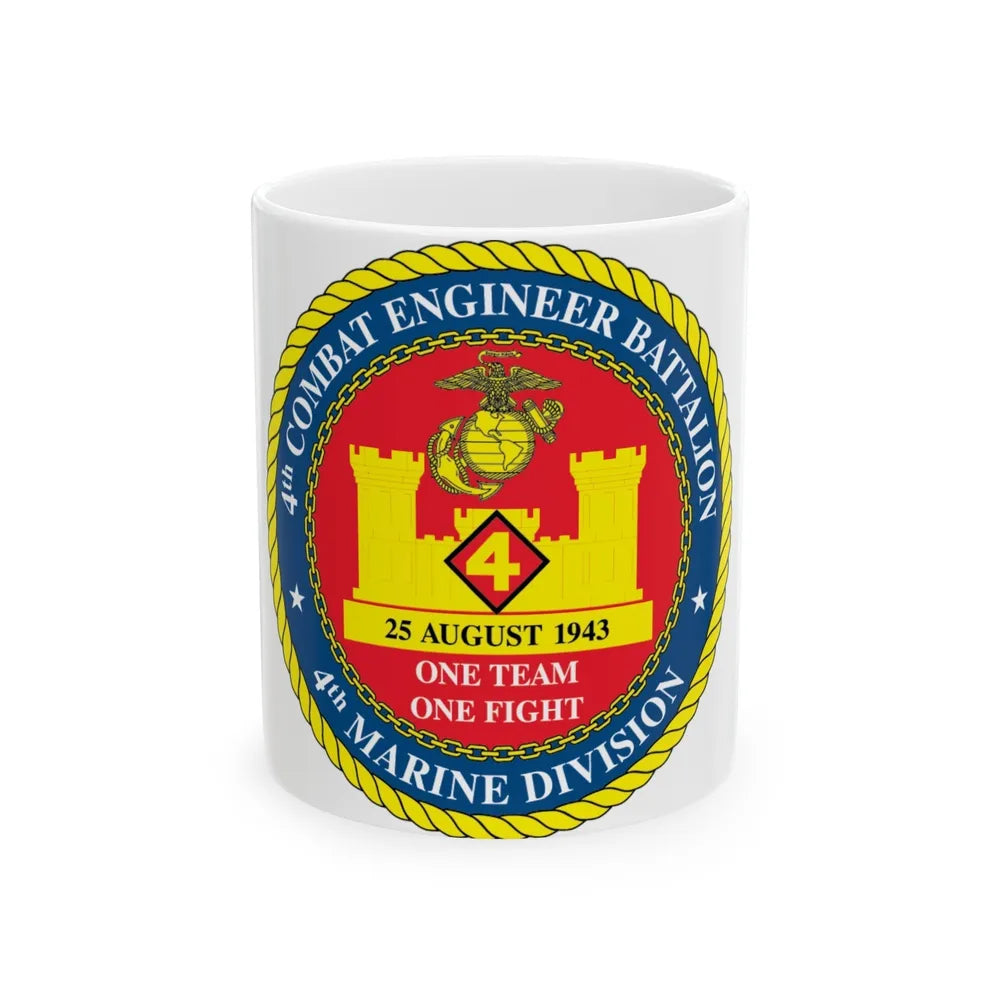 4th Cmbt Eng Bn (USMC) White Coffee Mug-11oz-Go Mug Yourself