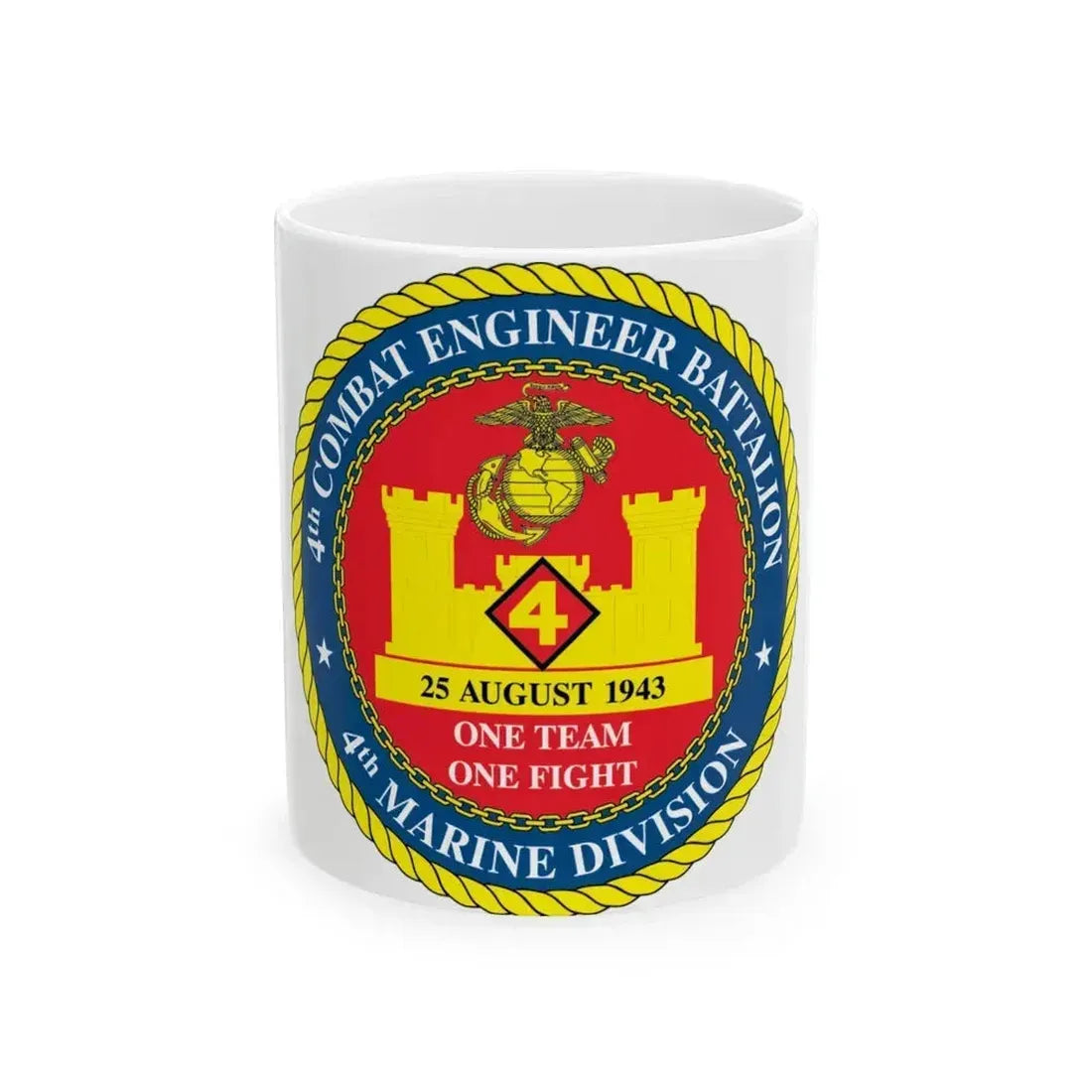 4th Cmbt Eng Bn (USMC) White Coffee Mug 11oz - Go Mug Yourself