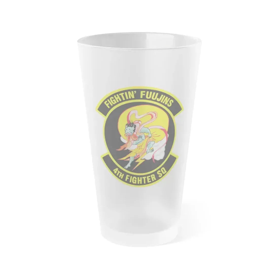 4th Fighter SQ Fightin' Fuujins (U.S. Air Force) Frosted Pint Glass 16oz - Go Mug Yourself
