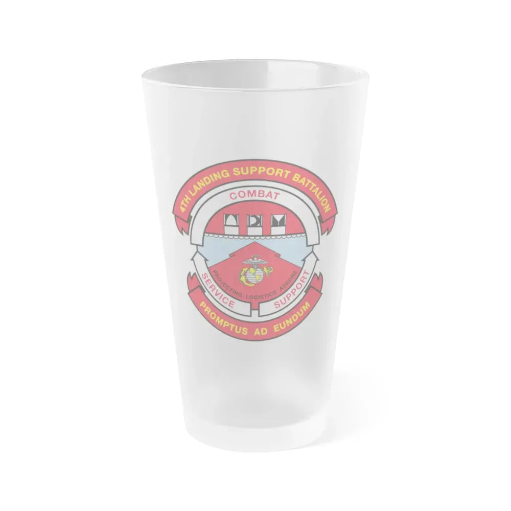 4th Landing Support Battalion Promptus Ad Eundum (USMC) Frosted Pint Glass 16oz Default Title - Go Mug Yourself
