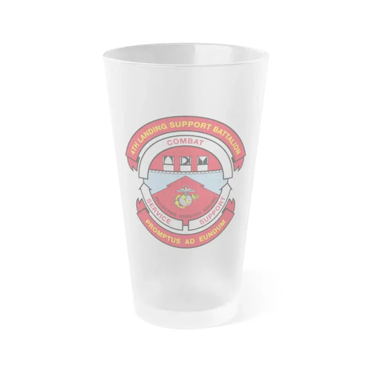 4th Landing Support Battalion Promptus Ad Eundum (USMC) Frosted Pint Glass 16oz Default Title - Go Mug Yourself