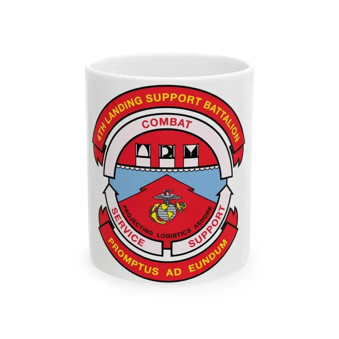4th Landing Support Battalion Promptus Ad Eundum (USMC) White Coffee Mug 11oz - Go Mug Yourself