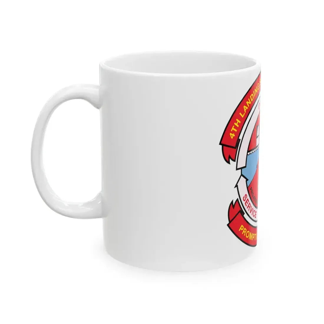 4th Landing Support Battalion Promptus Ad Eundum (USMC) White Coffee Mug - Go Mug Yourself