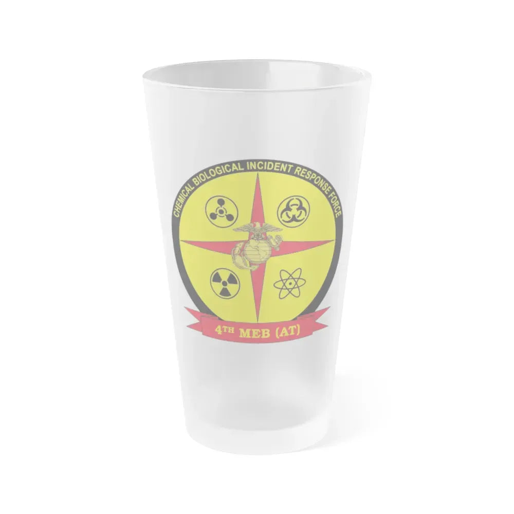 4th Marine Expeditionary Brigade Antiterrorism Chemical Biological Incident Response Force MEB AT CBIRF (USMC) Frosted Pint Glass 16oz Default Title - Go Mug Yourself