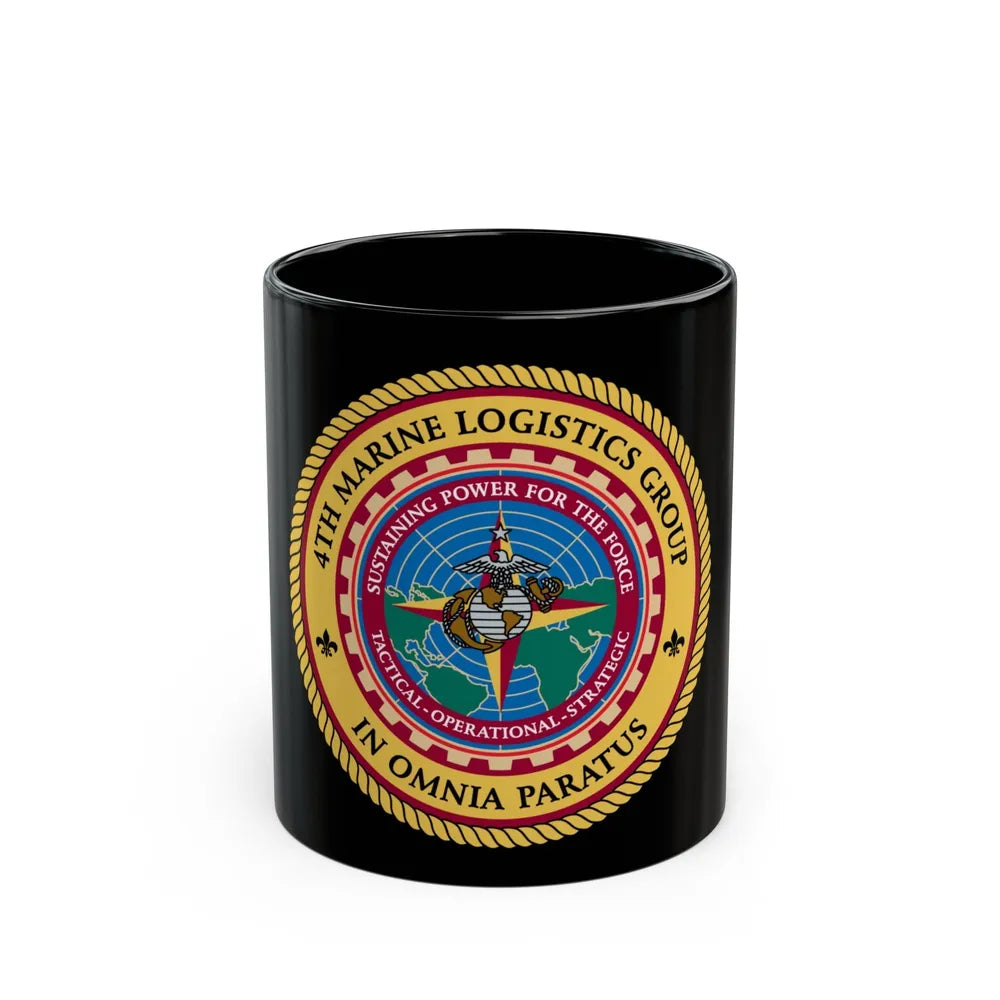 4th Marine Logistics Group In Omnia Paratus (USMC) Black Coffee Mug-11oz-Go Mug Yourself