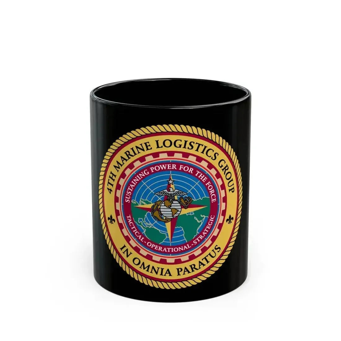 4th Marine Logistics Group In Omnia Paratus (USMC) Black Coffee Mug 11oz - Go Mug Yourself