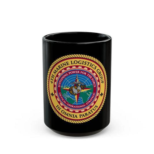 4th Marine Logistics Group In Omnia Paratus (USMC) Black Coffee Mug-15oz-Go Mug Yourself