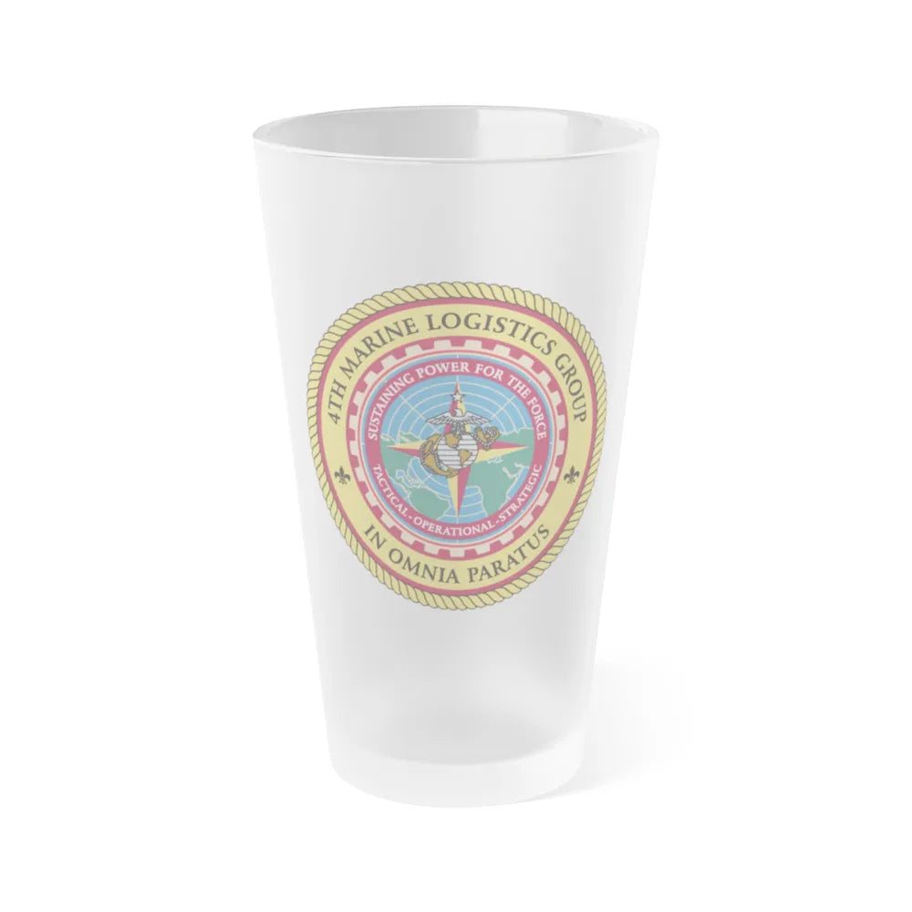 4th Marine Logistics Group In Omnia Paratus (USMC) Frosted Pint Glass 16oz-Go Mug Yourself