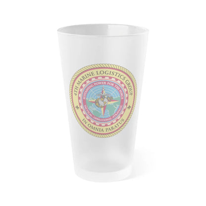 4th Marine Logistics Group In Omnia Paratus (USMC) Frosted Pint Glass 16oz-Go Mug Yourself