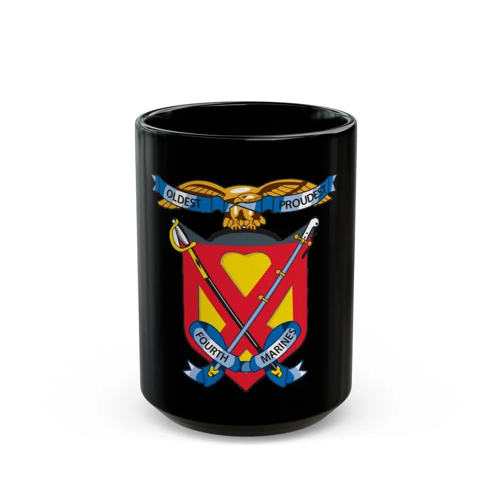 4th Marine Regiment (USMC) Black Coffee Mug-15oz-Go Mug Yourself