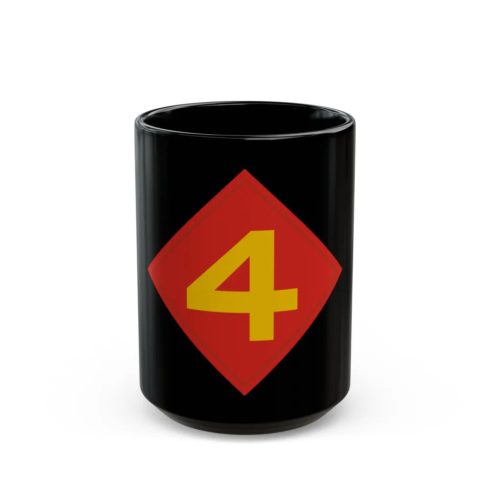 4th Marine (USMC) Black Coffee Mug-15oz-Go Mug Yourself