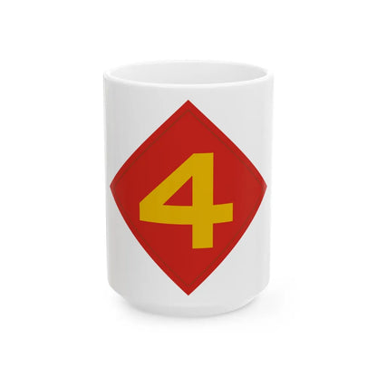 4th Marine (USMC) White Coffee Mug-15oz-Go Mug Yourself