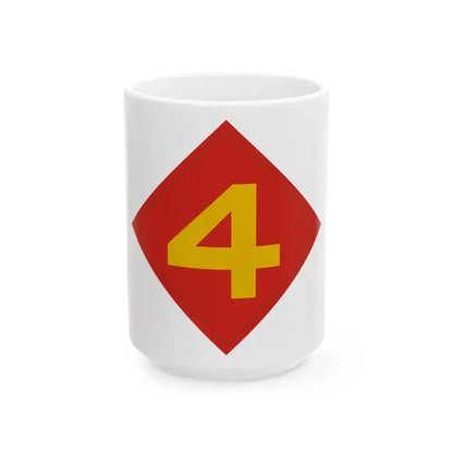 4th Marine (USMC) White Coffee Mug 15oz - Go Mug Yourself