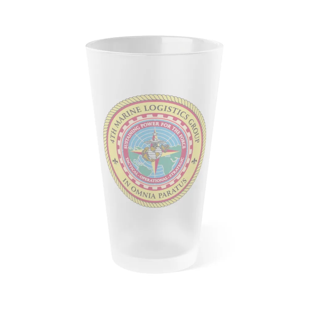 4th MLG 4th Marine Logistics Group (USMC) Frosted Pint Glass 16oz-Go Mug Yourself