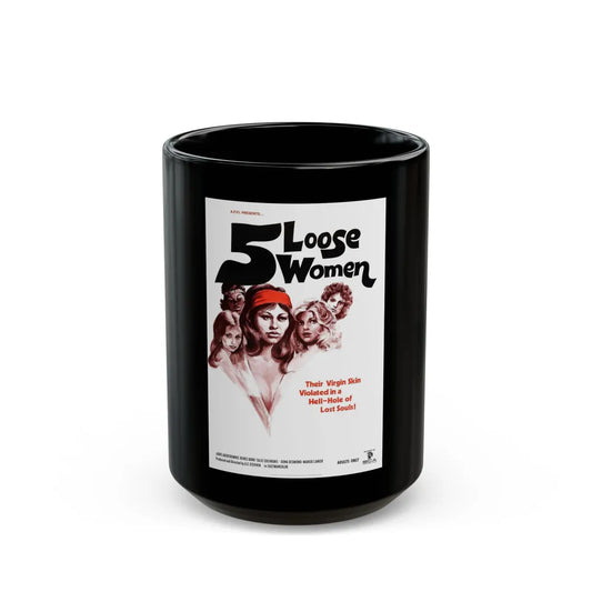 5 LOOSE WOMEN 1974 Movie Poster - Black Coffee Mug-15oz-Go Mug Yourself