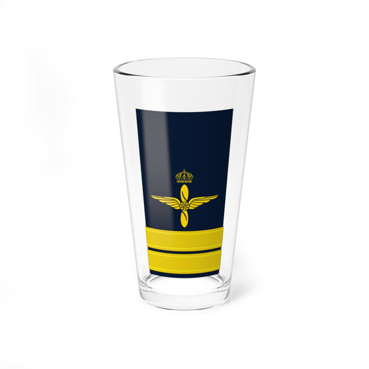 Navy shoulder board with a gold crown and winged propeller emblem above two gold bars at the base.