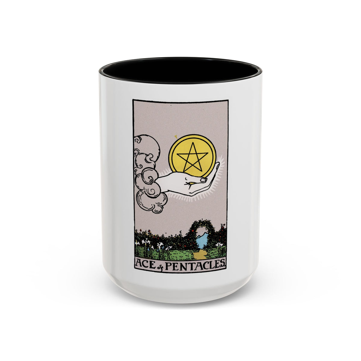 The Ace of p of Pentacles (Tarot Card) Accent Coffee Mug