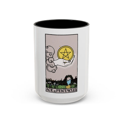 The Ace of p of Pentacles (Tarot Card) Accent Coffee Mug