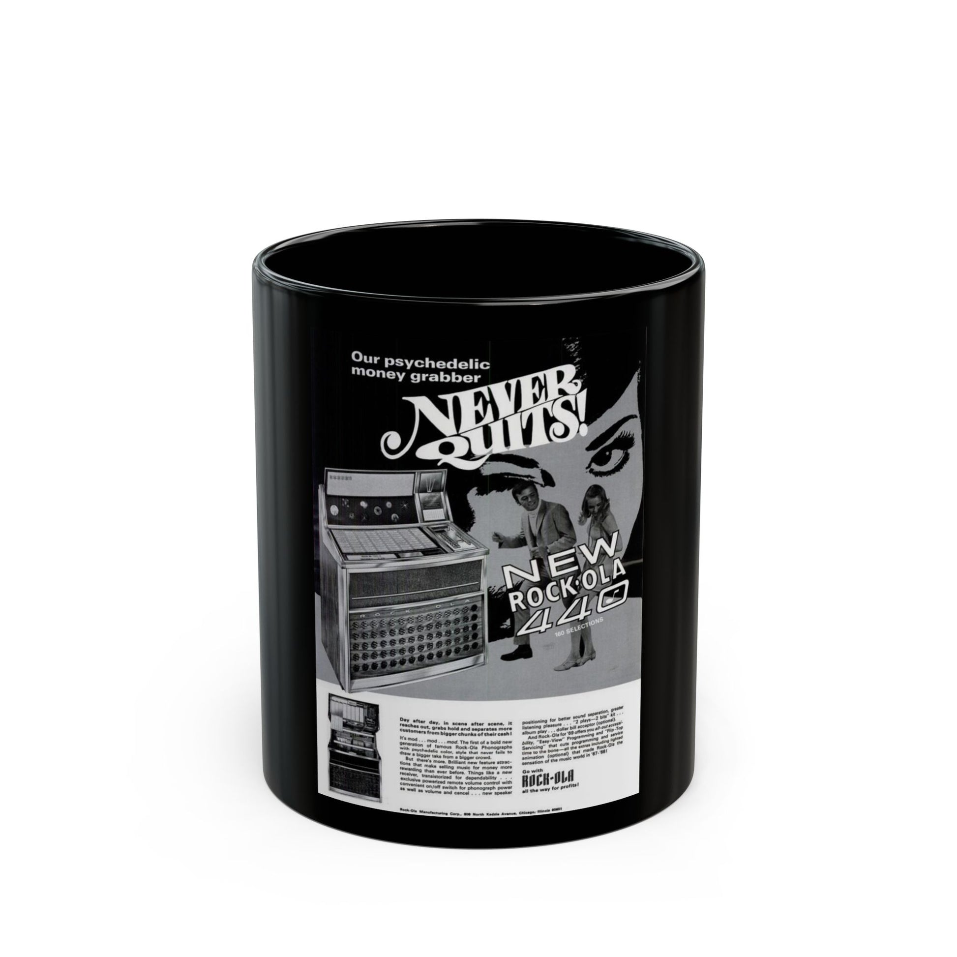 Rock-Ola 1969 (Music Poster) Black Coffee Mug-11oz-Go Mug Yourself