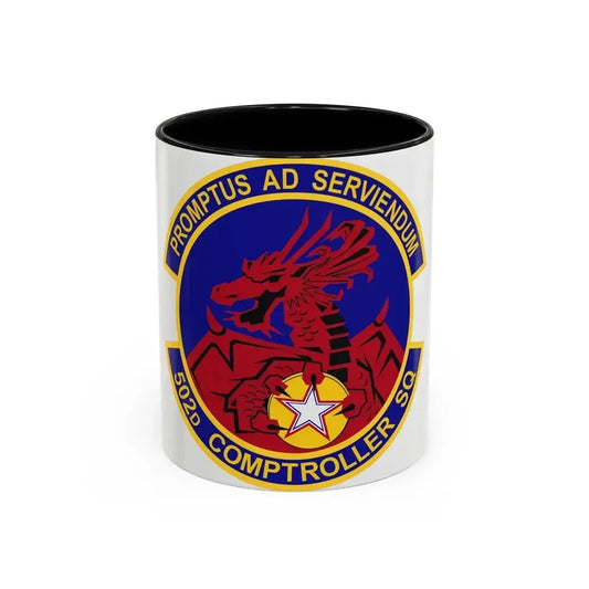 502d Comptroller Squadron (U.S. Air Force) Accent Coffee Mug 11oz Black - Go Mug Yourself