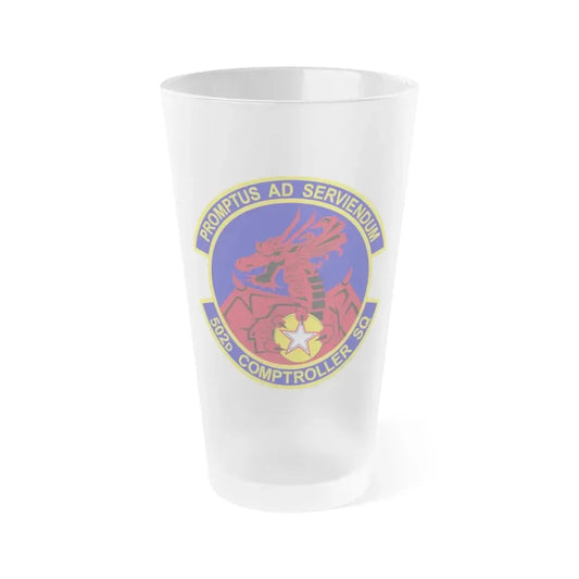502d Comptroller Squadron (U.S. Air Force) Frosted Pint Glass 16oz 16oz Frosted - Go Mug Yourself