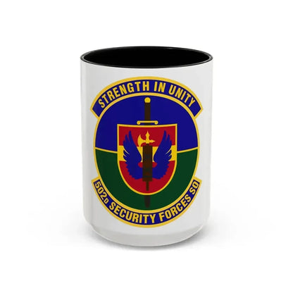 502d Security Forces Squadron (U.S. Air Force) Accent Coffee Mug 15oz Black - Go Mug Yourself