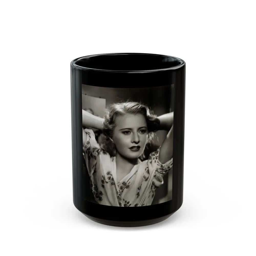 Barbara Stanwyck #176 (Vintage Female Icon) Black Coffee Mug-15oz-Go Mug Yourself