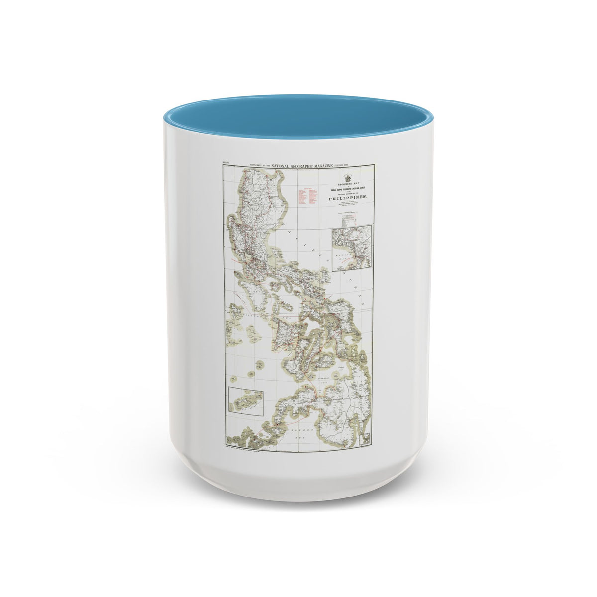 Philippines, The 1 & 2 (1902) (Map) Accent Coffee Mug