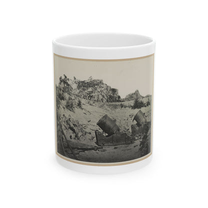 Two Trench Mortars Behind Sandbagged Barricade (U.S. Civil War) White Coffee Mug