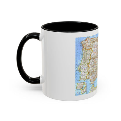 Spain and Portugal (1965) (Map) Accent Coffee Mug