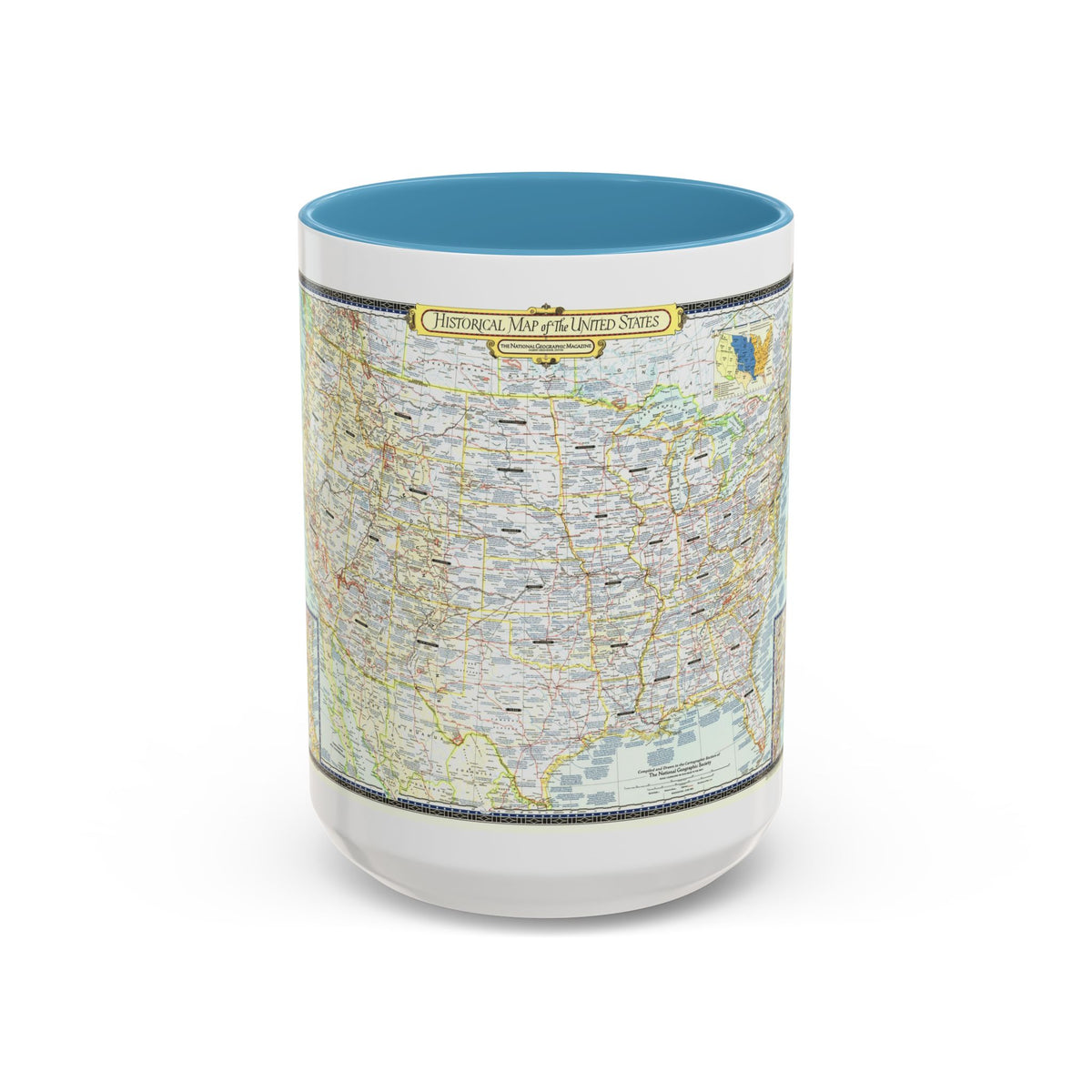 USA - An Historical Map (1953) (Map) Accent Coffee Mug