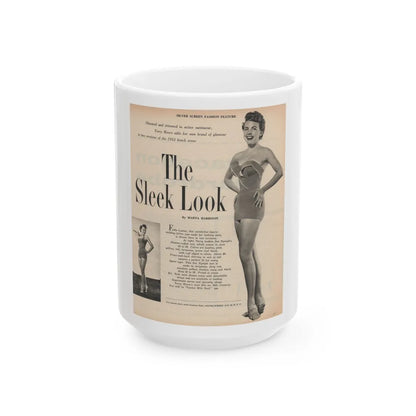 Terry Moore #650 - 8x10.5 Magazine Pin-Up Page with, 1 B&W Small Left Photo & Right large B&W Photo (Vintage Female Icon) White Coffee Mug-15oz-Go Mug Yourself