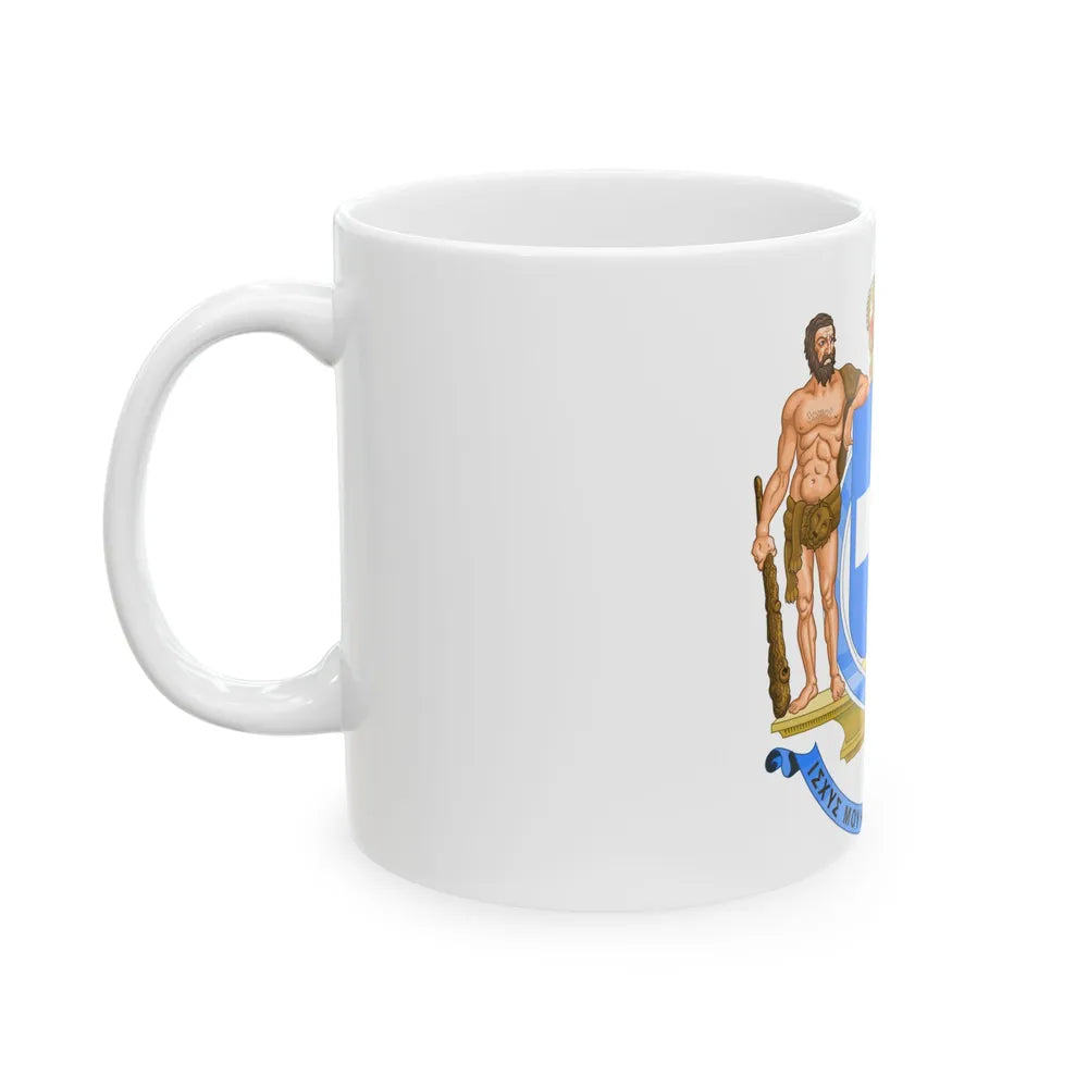 Coat of Arms of Greece (blue cross) - White Coffee Mug-Go Mug Yourself