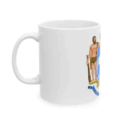 Coat of Arms of Greece (blue cross) - White Coffee Mug-Go Mug Yourself