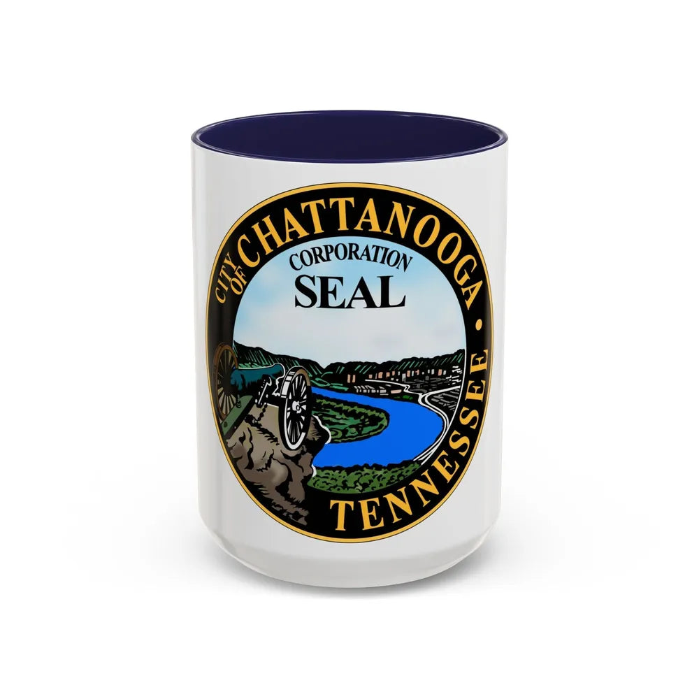 Seal of Chattanooga Tennessee - Accent Coffee Mug-15oz-Navy-Go Mug Yourself