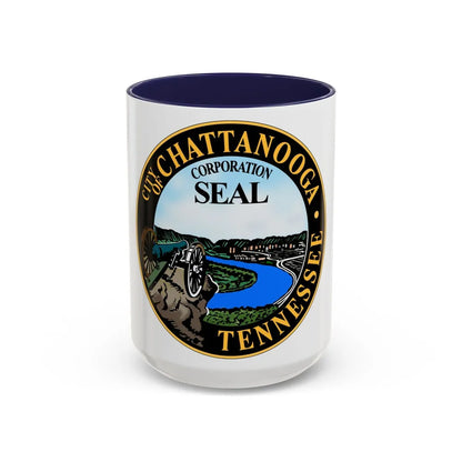 Seal of Chattanooga Tennessee - Accent Coffee Mug-15oz-Navy-Go Mug Yourself