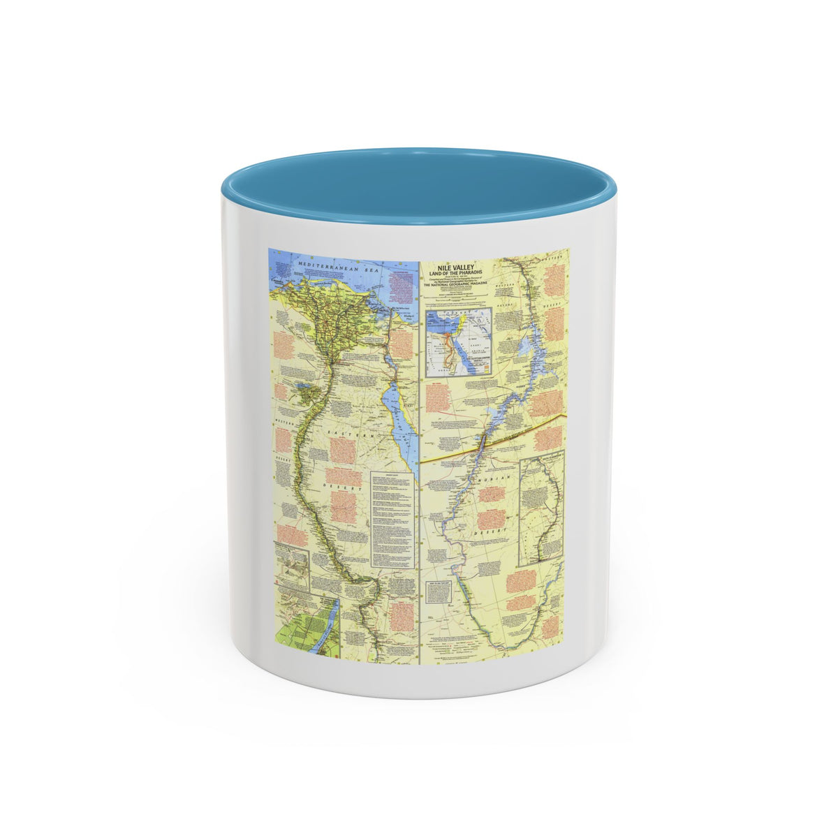 Egypt - Nile Valley, Land of the Pharaohs (1965) (Map) Accent Coffee Mug