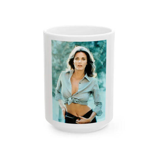 Lynda Carter #68 (Vintage Female Icon) White Coffee Mug-15oz-Go Mug Yourself