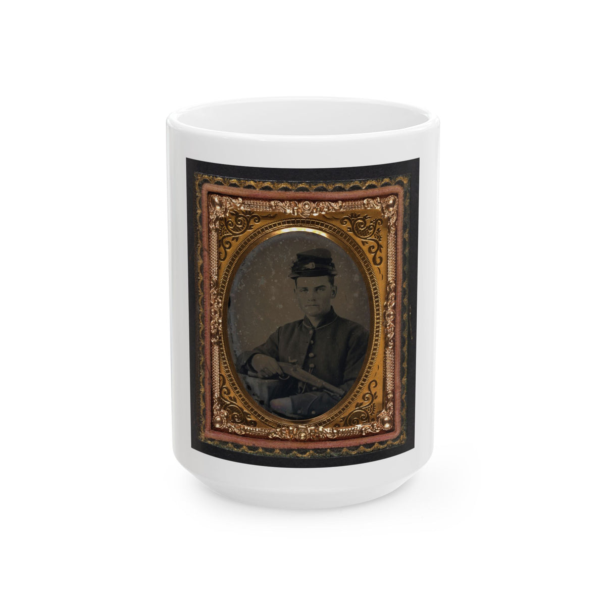 Unidentified Soldier In Union Uniform With 1842 Aston Johnson Pistol (U.S. Civil War) White Coffee Mug