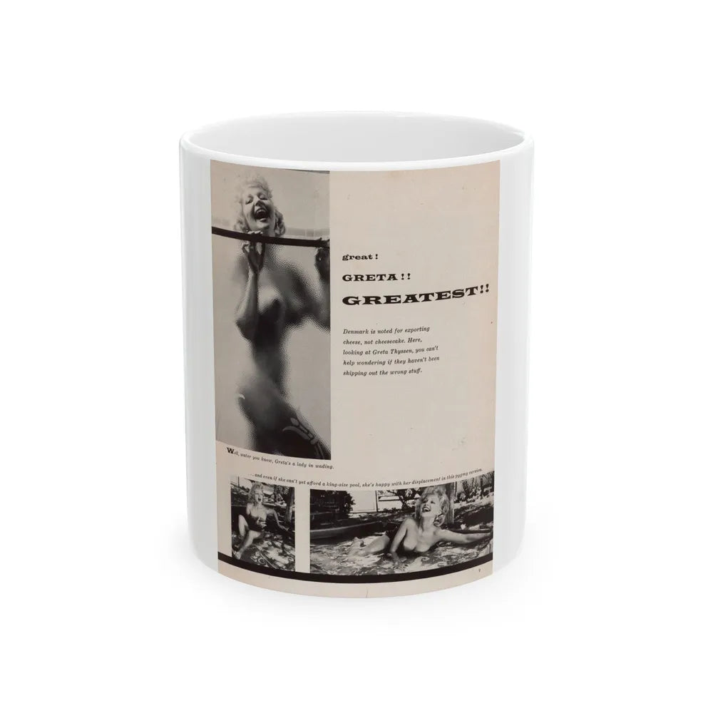 Greta Thyssen #131 - 1 Page 3 B&W Photos (Vintage Female Icon) White Coffee Mug-11oz-Go Mug Yourself