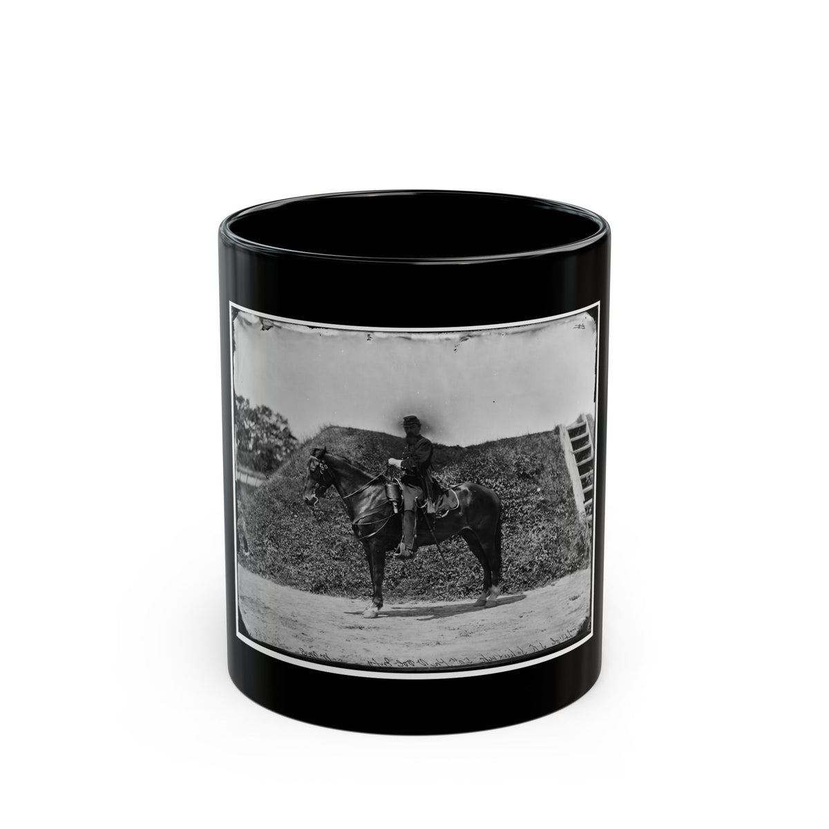 Gettysburg, Pennsylvania. Lt. Col. Samuel K. Schwenk, 50th Pennsylvania Infantry (Seated On Horse) (U.S. Civil War) Black Coffee Mug