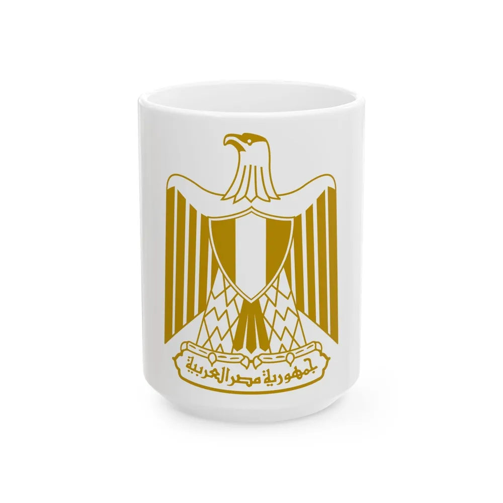 Coat of arms of Egypt (on flag) - White Coffee Mug-15oz-Go Mug Yourself