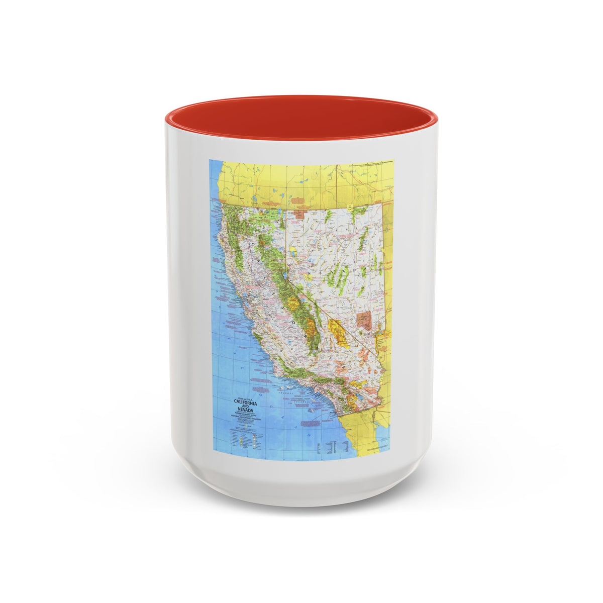 USA - California and Nevada 1 (1974) (Map) Accent Coffee Mug