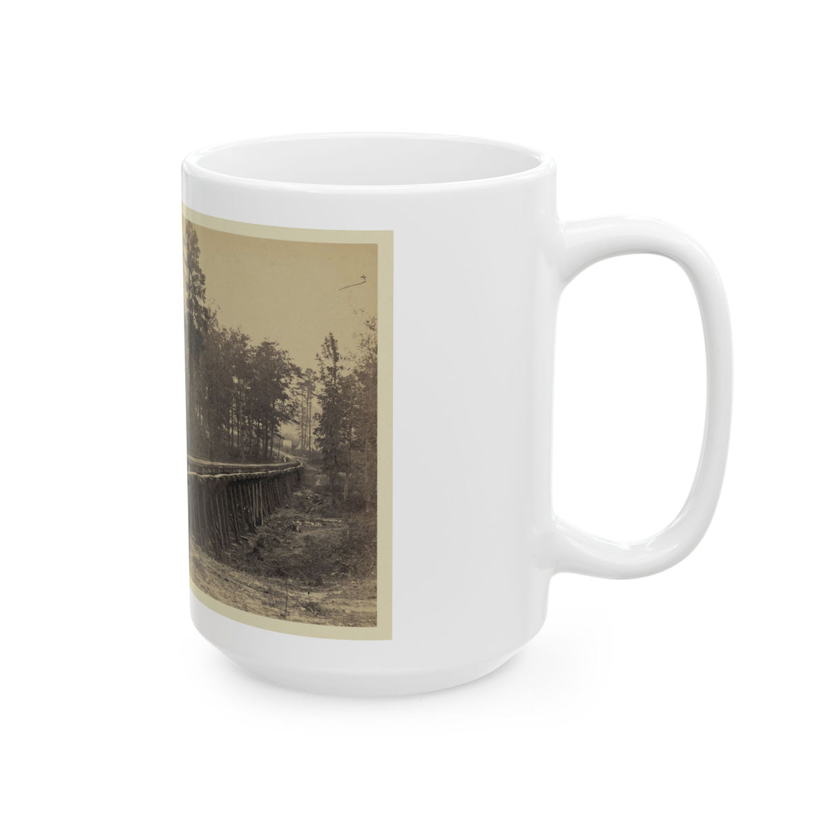Railroad Bridge With Timber Trestles (U.S. Civil War) White Coffee Mug