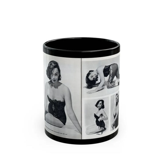 Dawn Richard #38 - [Pages 24 & 25] Including Pages 3 & 4 of 6 with, 4 Photos B&W & Caption from Bachelor Mag. Nov. '57 (Vintage Female Icon) Black Coffee Mug-11oz-Go Mug Yourself