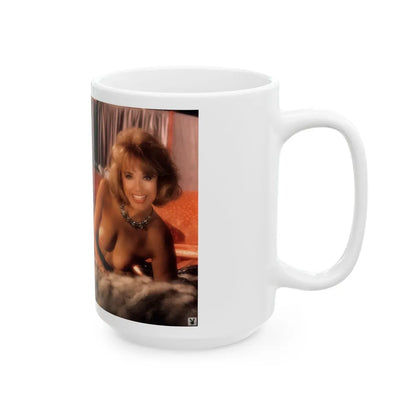 Terry Moore #405 - Unreleased Aug. '84 Playboy Photo from shoot topless in lingerie & open heels (Vintage Female Icon) White Coffee Mug-Go Mug Yourself